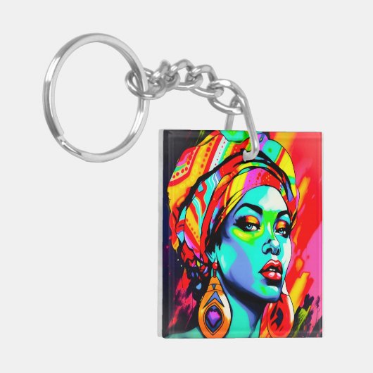 Pop Art Portrait Schlüsselanhänger (Vorderseite links)