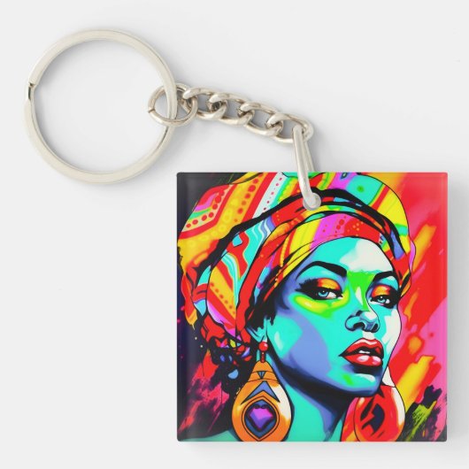 Pop Art Portrait Schlüsselanhänger (Vorderseite)