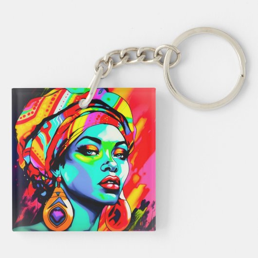 Pop Art Portrait Schlüsselanhänger (Rückseite)