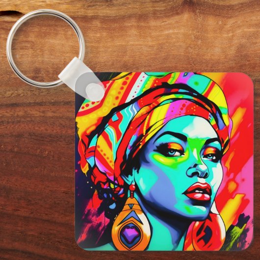 Pop Art Portrait Schlüsselanhänger (Vorderseite)