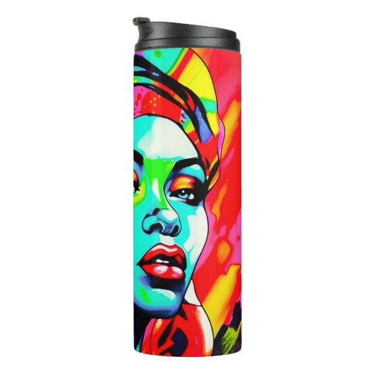 Pop Art Portrait Thermosbecher (Nach rechts gedreht)