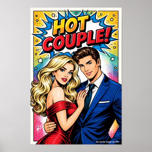 Pop Art Poster „HOT COUPLE!“ – Stylisches Paar Com (Vorne)
