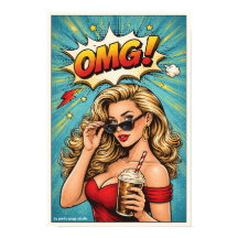 Pop Art Poster „OMG!“ – Glamour Woman Comic Wandbi
