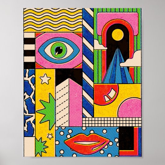 Pop Art Psychedelic Collage Poster (Vorne)