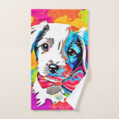 Pop Art Puppy Badhandtuch Set (Handtuch)