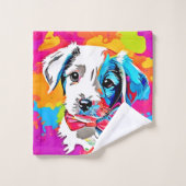 Pop Art Puppy Badhandtuch Set (Waschlappen)