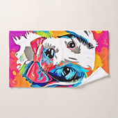 Pop Art Puppy Badhandtuch Set (Handtuch)