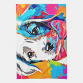 Pop Art Puppy Geschirrtuch (Vertikal)