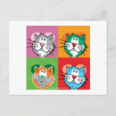 Pop Art Quilt Cat Postkarte (Vorderseite)