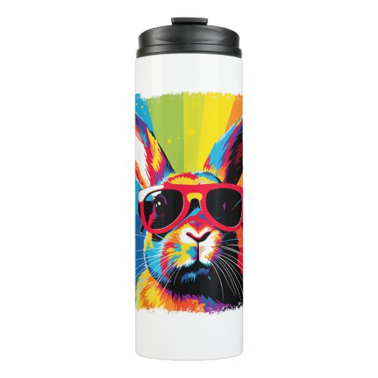 Pop Art Rabbit Thermosbecher (Vorderseite)