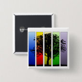 Pop Art Rainbow Tree Button (Vorne & Hinten)