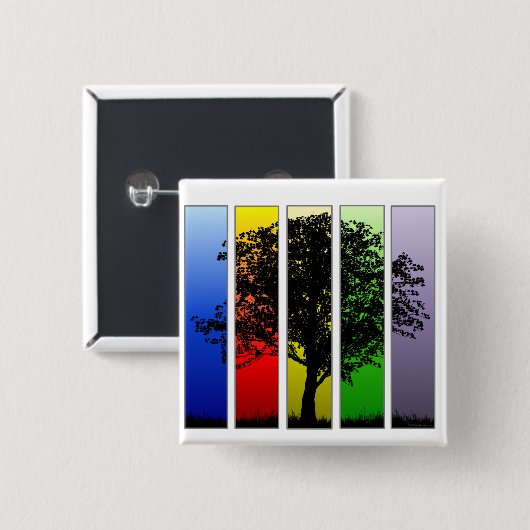 Pop Art Rainbow Tree Button (Vorne & Hinten)