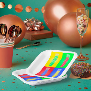 Pop-Art-Reagenzgläser Wissenschaft Chemie Labor Pappteller