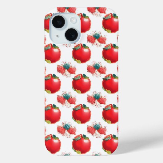 Pop Art Red Apple und Strawberry Phone Case (Rückseite)