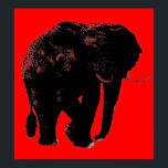 Pop Art Red Black Elephant Silhouette Poster<br><div class="desc">Artwork für den digitalen Pop - Software-Skizzen für afrikanische Tiere</div>