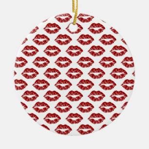 Pop Art: Red Lipstick Kisses Keramikornament