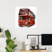 Pop Art Red London Bus Poster (Heimbüro)