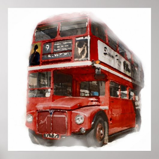 Pop Art Red London Bus Poster (Vorne)