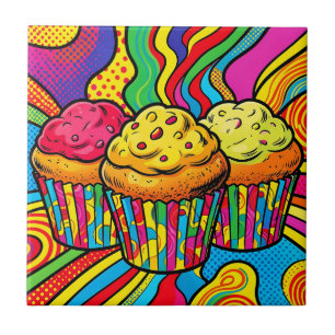 Pop-Art-Regenbogen-Cupcakes-Explosion Fliese