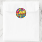 Pop-Art-Regenbogen-Cupcakes-Explosion Runder Aufkleber (Tasche)