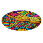 Pop-Art-Regenbogen-Cupcakes-Explosion Schneidebrett (Ecke)