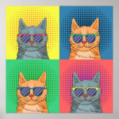 Pop Art Retro Cats Poster (Vorne)