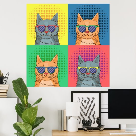 Pop Art Retro Cats Poster (Heimbüro)
