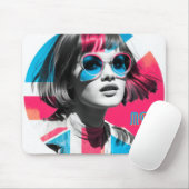 Pop Art Retro Chic Girl Mousepad (Mit Mouse)