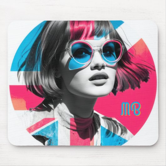 Pop Art Retro Chic Girl Mousepad (Vorne)