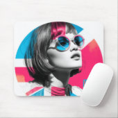 Pop Art Retro Chic Mädchen Mousepad (Mit Mouse)