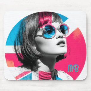 Pop Art Retro Chic Mädchen Mousepad