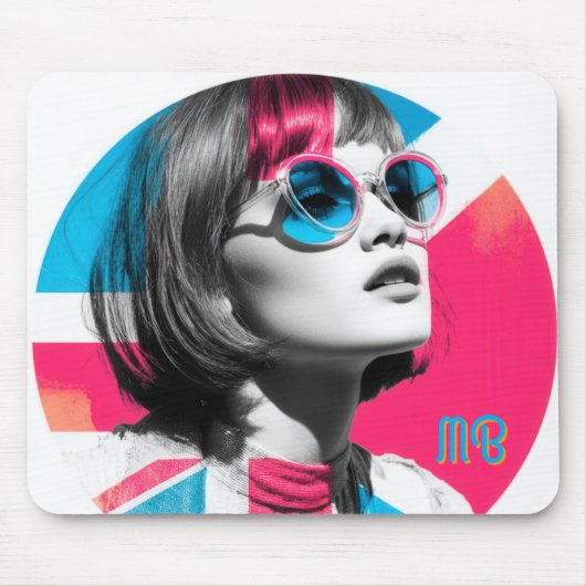Pop Art Retro Chic Mädchen Mousepad (Vorne)