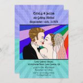 Pop Art Retro Couple Wedding Einladung (Vorne/Hinten)