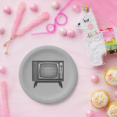 Pop-Art Retro-Fernseher Pappteller (Party)