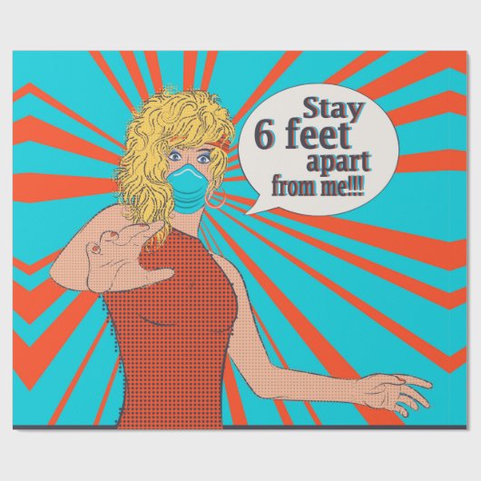 Pop Art Retro Frau in Gesichtsmaske Geschenkpapier (Flach)