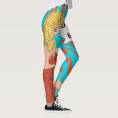 Pop Art Retro Frau in Gesichtsmaske Leggings (Rechts)