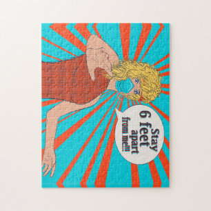 Pop Art Retro Frau in Gesichtsmaske Puzzle