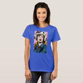 Pop Art Retro Frau in Helmet Graphic T - Shirt (Vorne ganz)