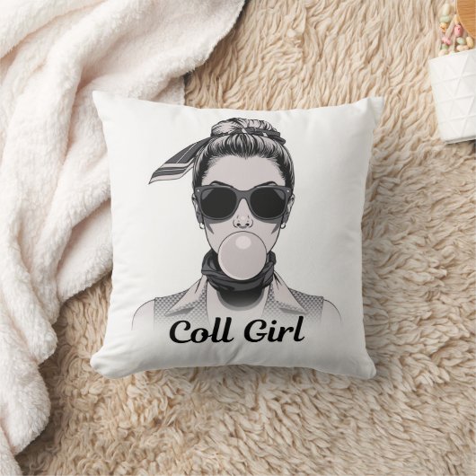 Pop Art Retrô Mulher Fashion Preto e Branco Kissen (Decke)