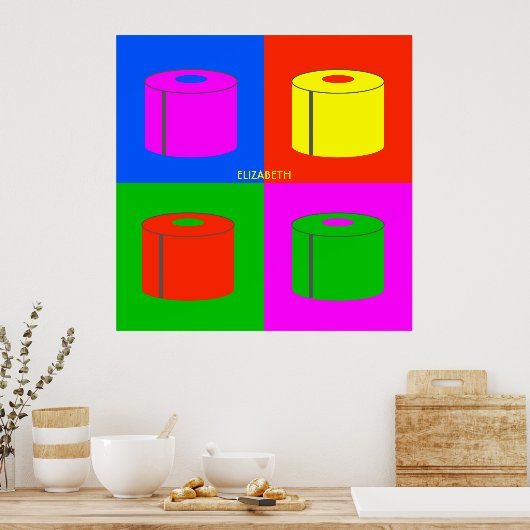 Pop Art Retro Psychedelic Toilet Paper Vibrant Poster (Küche)
