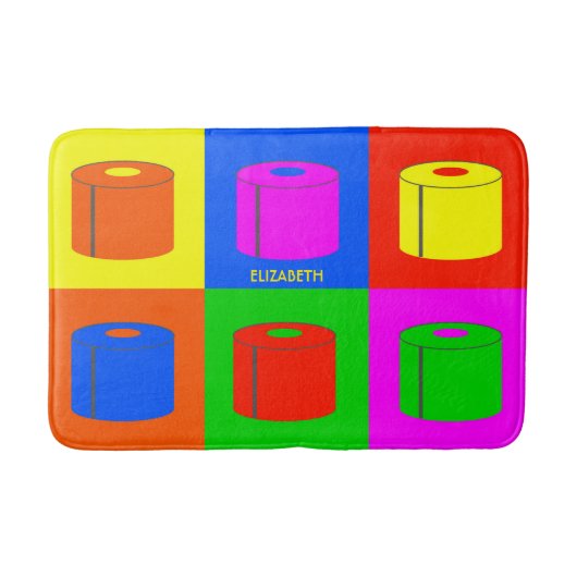 Pop Art Retro Psychedelic Toilettenpapier Vibrann Badematte (Vorderseite)