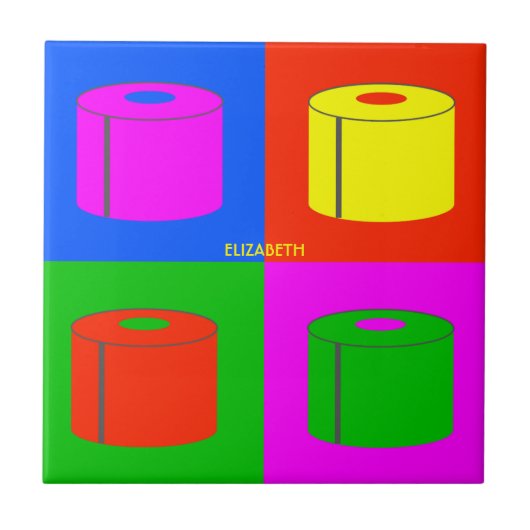 Pop Art Retro Psychedelic Toilettenpapier Vibrann Fliese (Vorderseite)