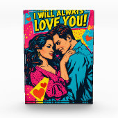 Pop Art Retro Romantik Comics Farbige Romanze Fotoblock (Vorderseite)