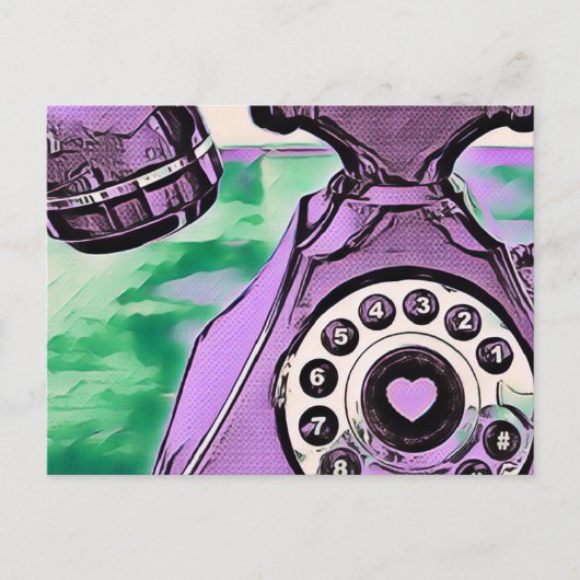 Pop Art Retro Telefon Postkarte (Vorderseite)