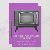 Pop Art Retro TV Set Einladung (Vorne/Hinten)