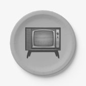 Pop Art Retro TV Set Pappteller (Vorderseite)