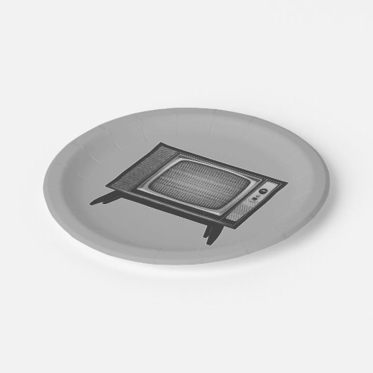 Pop Art Retro TV Set Pappteller (Schrägansicht)