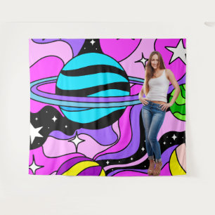 Pop Art Retro Weltraum Party Dekoration Hintergrun Wandteppich