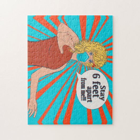 Pop Art Retrofrau in Gesichtsmaske Puzzle (Vertikal)