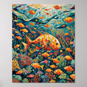 Pop-Art-Riff-Fisch Poster